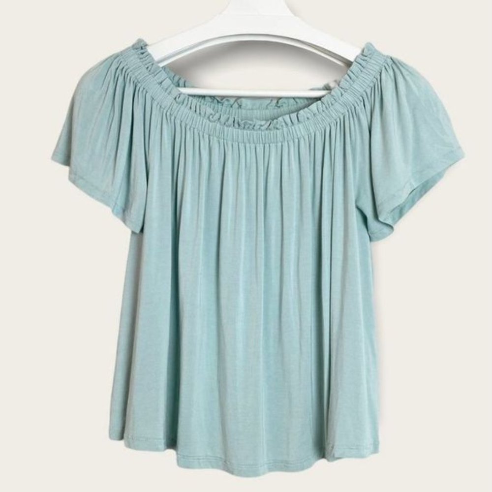 Wilfred Off Shoulder Top Light Pastel Mint Green